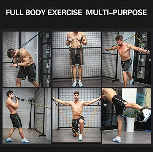 Resistance Bands Set  11pcs Latex Pull Rope  With Door Anchor, Handles & Ankle Straps  Home & Gym Workout