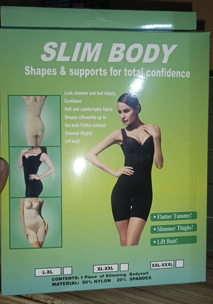 Shapewear Bodysuit for Women – Seamless Tummy Control Mid-Thigh Body Shaper (Skin Color) ~ XL